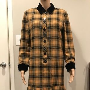 Vintage velvet check 80s drop skirt dress - S